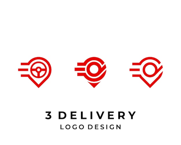 Design del logo per il trasporto di posizione e consegna.
