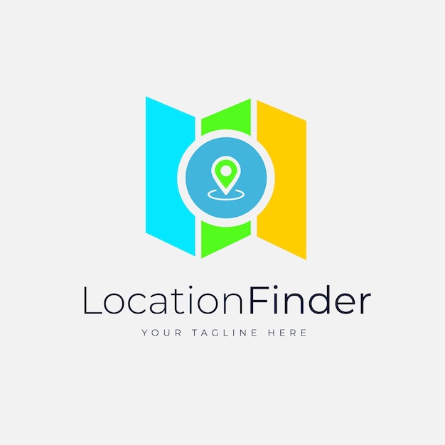 Location Finder Online Отслеживание или таргетинг логотипа Дизайн шаблона с иконой карты и иконой местоположения