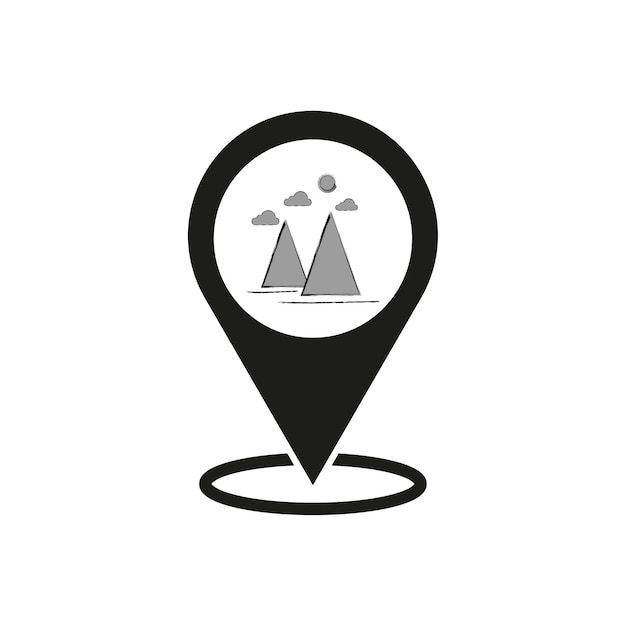 Location at the high mountain Pin icon Vector illustration EPS 10 Stock image