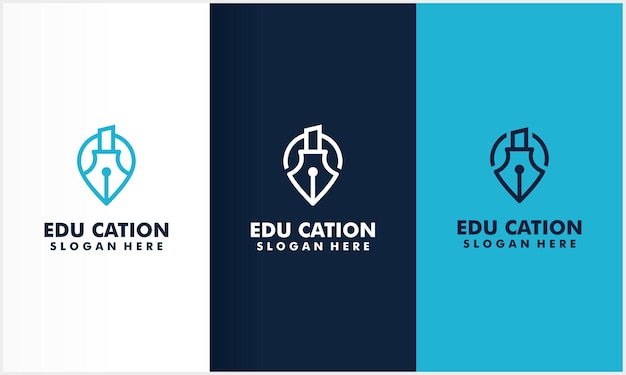 Location icon symbol with education icon logo design template