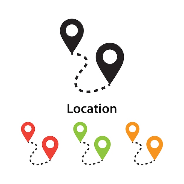 Vector location icon on white background with different color set.