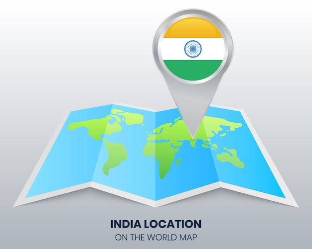 世界地図上のインドの位置