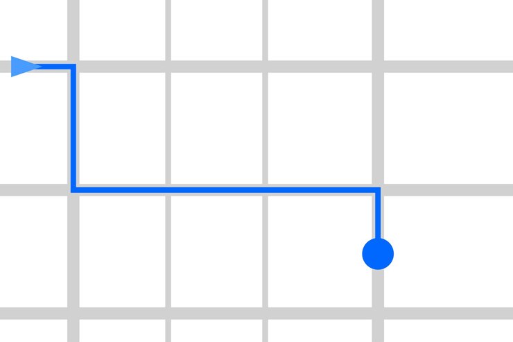 Vector location to location route wavy