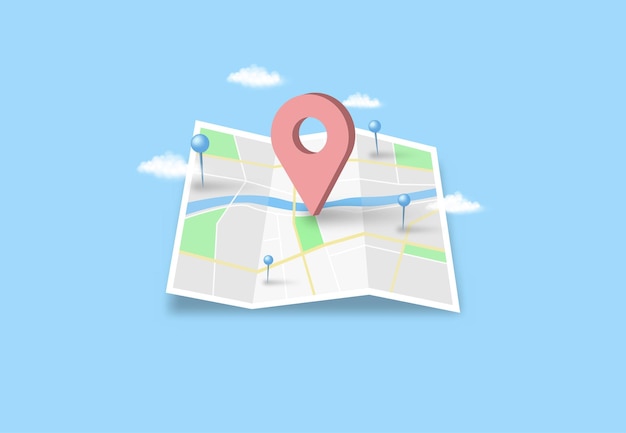 Vector location map 3d pins navigator checking points gps vector illustration