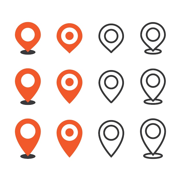 Location map pin icon isolated flat design