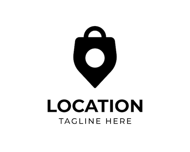 Vector location mark with shopping bag logo