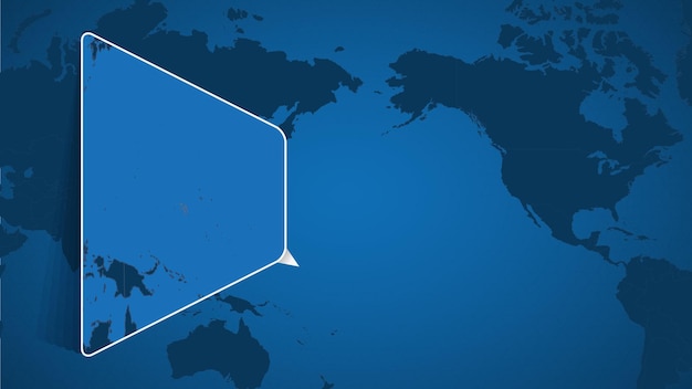 Location of Marshall Islands on the World Map with Enlarged Map of Marshall Islands with Flag