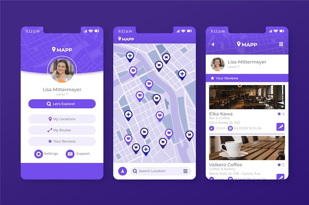 Vector location mobile app template