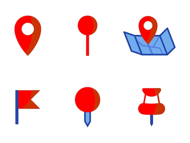 Vector location pin collection. pointer icon for pin on the map to show the location. vector resources