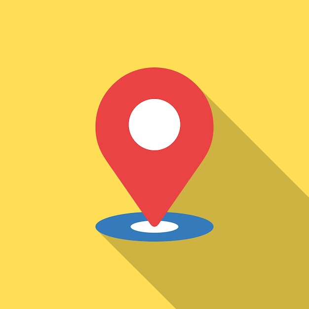 Location pin flat icon with long shadow Simple Geography icon pictogram vector illustration