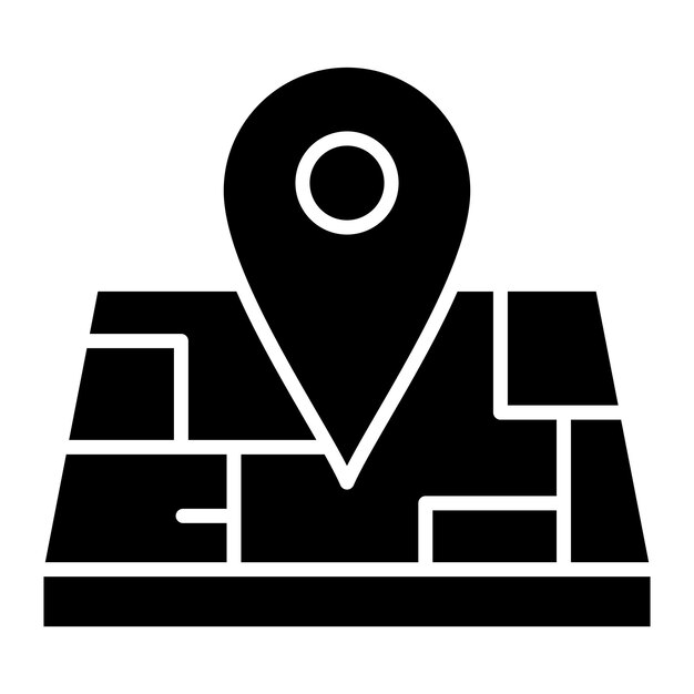 Location Pin Glyph Solid Black Illustration