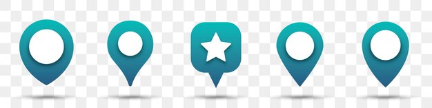 위치 핀 그라데이션 아이콘 모음 그림자가 있는 지도 포인터 세트