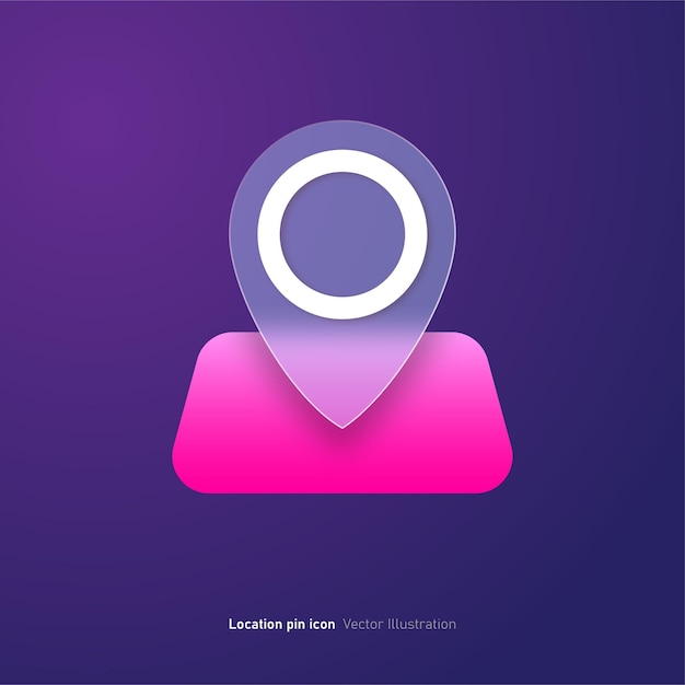 Vector location pin icon design in glassmorphism style vector illustration