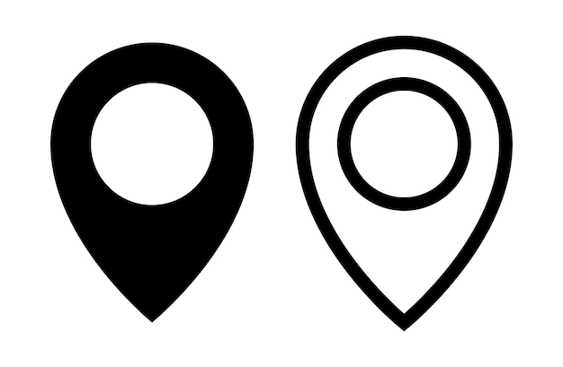Location pin icon. Location icon. Map marker pointer. GPS location symbol. Map pin place marker.
