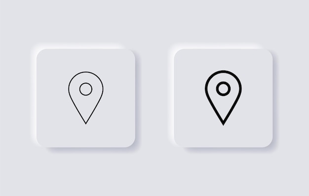 Location pin icon map pointer marker symbol in neumorphism neumorphic ui