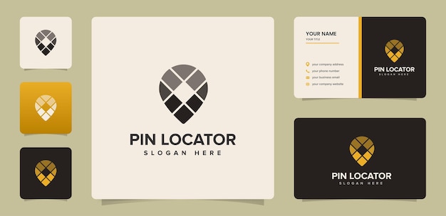Location pin map logo with business card template design