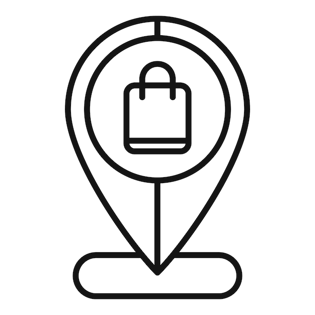 小売店のショッピングバッグの位置を示すピンアイコン