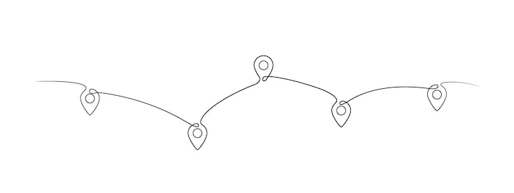 Vector location pointers one line drawing. continuous one line pin pointers vector illustration. gps navigation pointers. line art. travel concept. location, pin, pointer icon symbol one line art design. eps