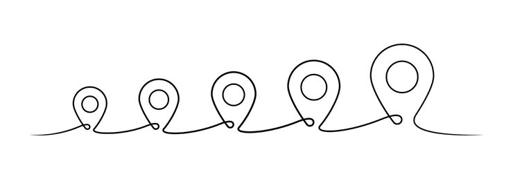 Vector location pointers one line drawing. continuous one line pin pointers vector illustration. gps navigation pointers. line art. travel concept. location, pin, pointer icon symbol one line art design. eps