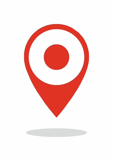 場所の赤いアイコン ベクトル ピン記号グラフィック デザイン ロゴの白い背景で隔離のフラット スタイル