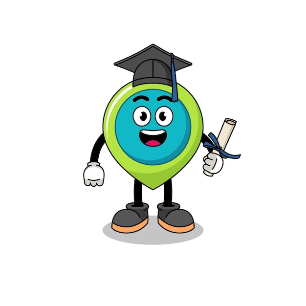 Location symbol mascot with graduation pose