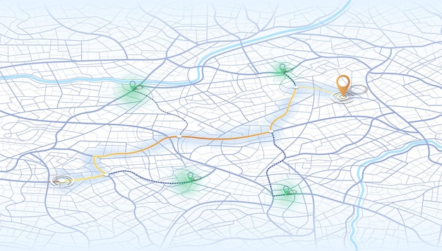 location tracks dashboard isometric street roads path turns and destination tag or mark