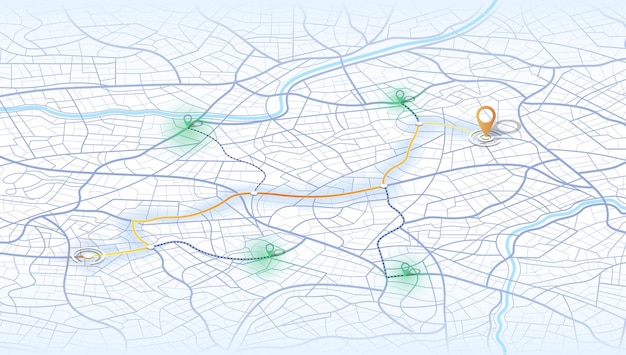 Location tracks dashboard Isometric street roads Path turns and destination tag or mark