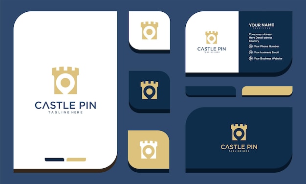 Locator Castle Logo design vector template. Logotype concept navigation