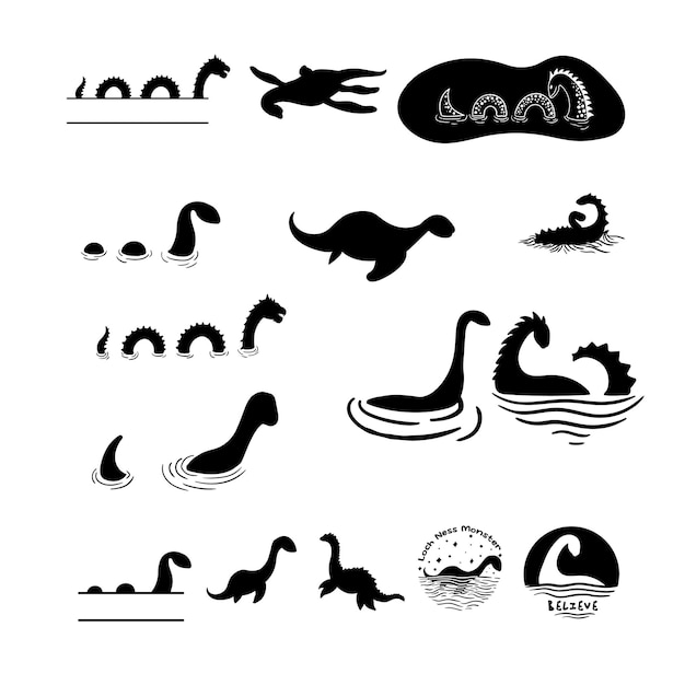 Vector loch ness monster bundle nessie vector