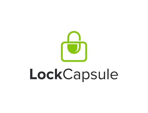 lock and capsule outline simple sleek creative geometric modern logo design