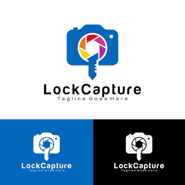 Vector lock capture logo design template