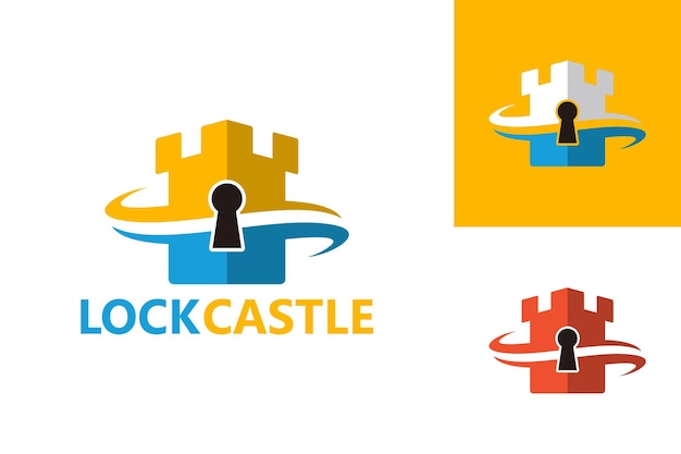 Lock castle logo template design vector, emblem, design concept, creative symbol, icon