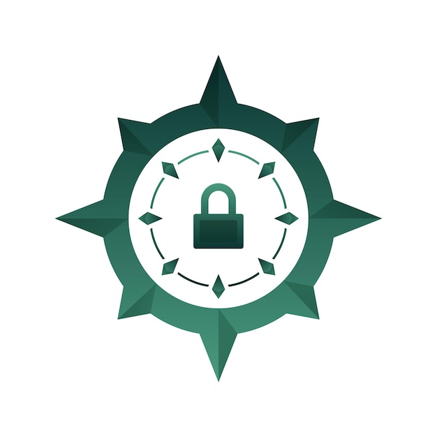 Vector lock compass logo element design template icon