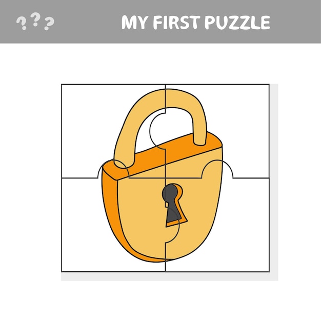 Lock education paper game for preshool children vector jigsaw puzzle