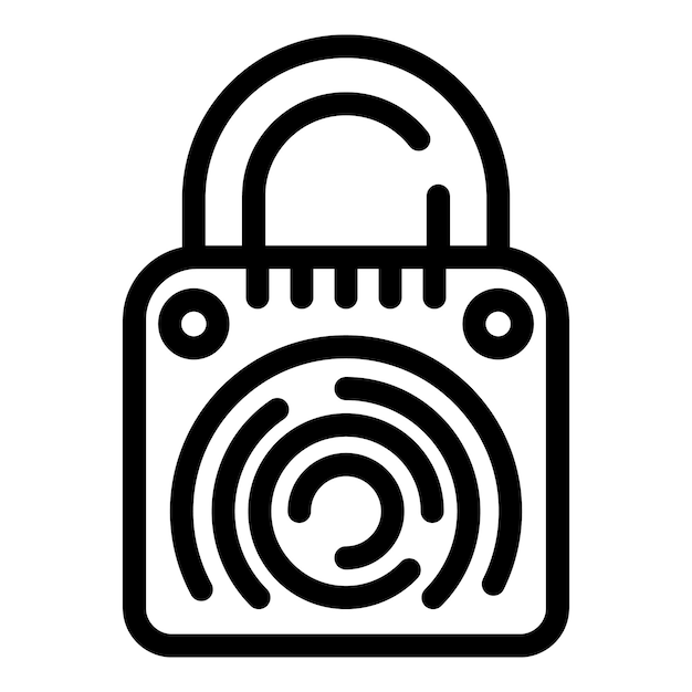 Lock fingerprint icon outline vector hand touch security crime