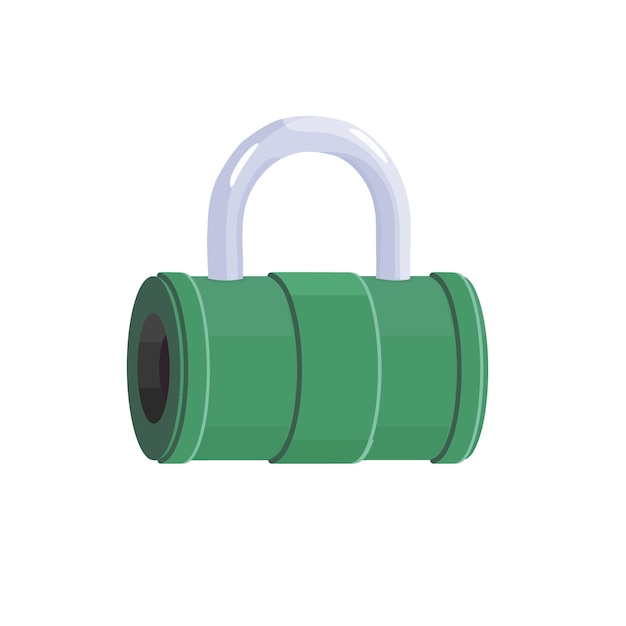 Lock Hanging locked iron padlock Flat cartoon vector illustration isolated on white background