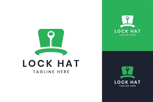 Lock hat negative space logo design