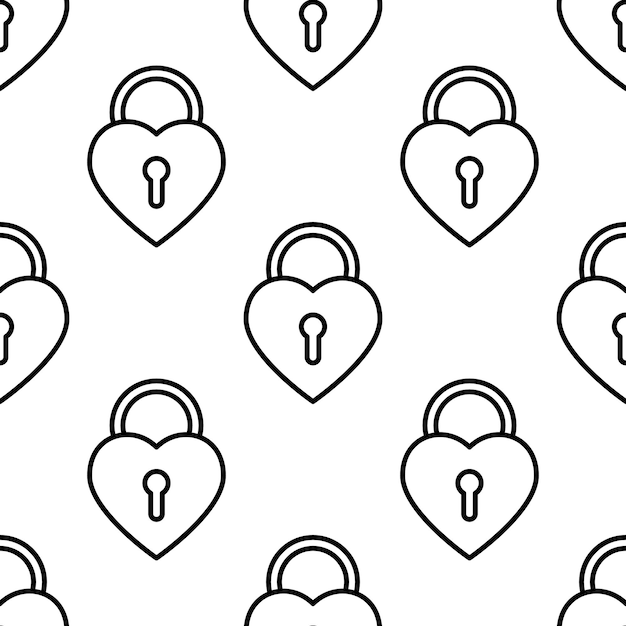 Lock heart. Seamless minimal pattern.