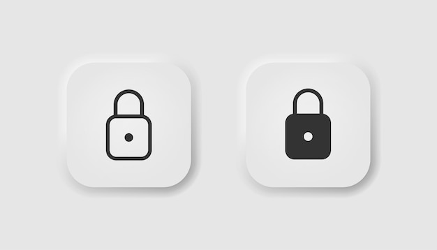 Lock icon in neumorphism style Icons for business white user interface UI UX Locked symbol Password safety secure login private padlock for app Neumorphic line style Vector illustration