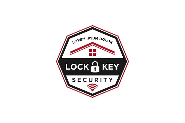 Lock key house logo security system shield guard emblem roof window element