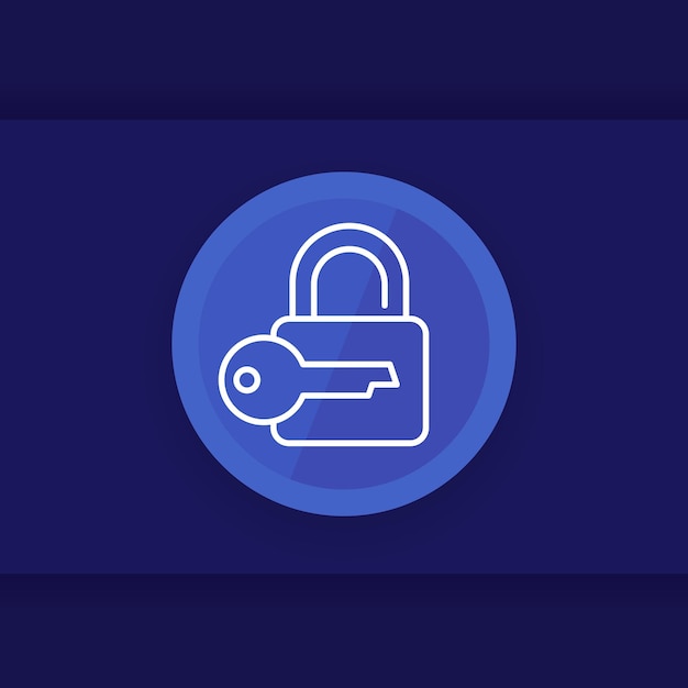 Lock and key line icon vector design