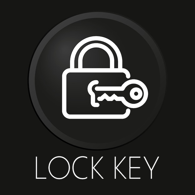 Lock key minimal vector line icon on 3D button isolated on black background Premium VectorxA