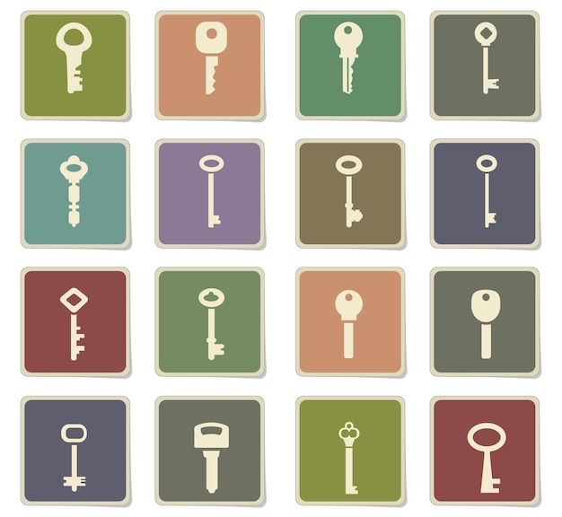 Lock and key vector icons for user interface design
