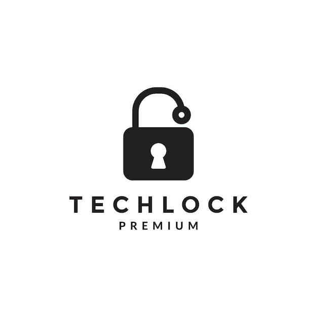 Lock key with dot tech logo symbol icon vector graphic design illustration idea creative