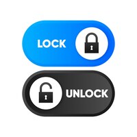 ベクトル ロックまたはロック解除スイッチ ボタン オンまたはオフ モードを保護するための概念 ベクトル図