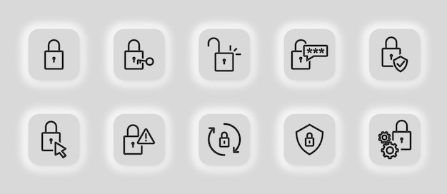 Lock related icon set Padlock illustration symbol Sign security vector desing