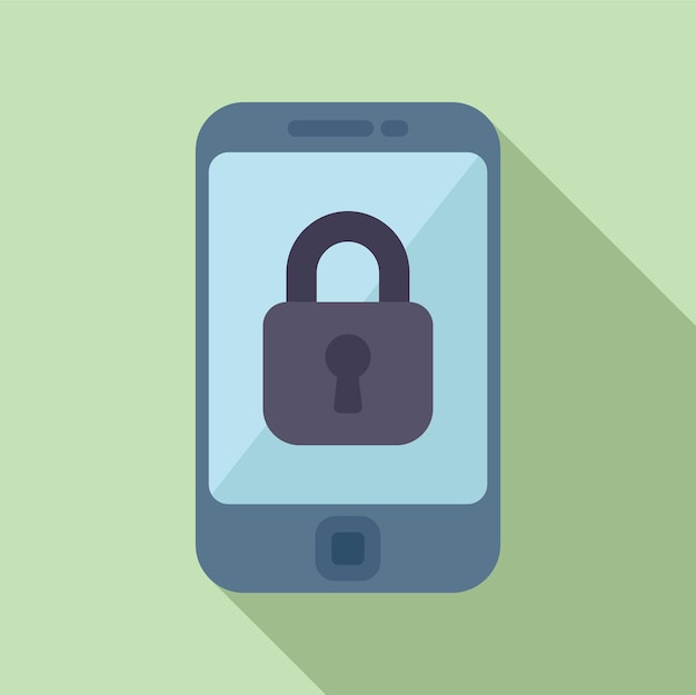 Lock secured phone icon flat vector Id process multifactor