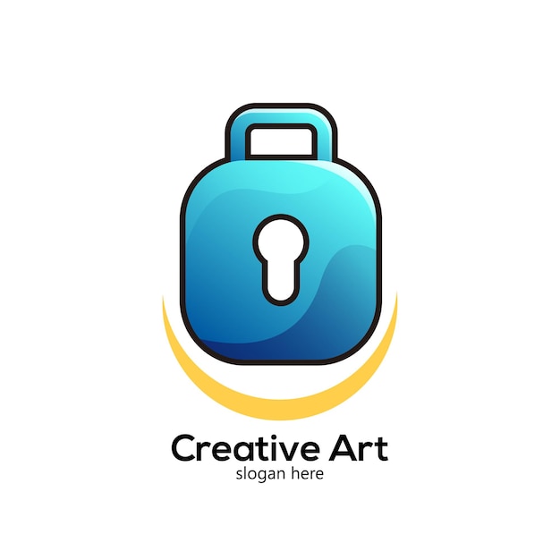 Lock security logo design icon gradient colorful