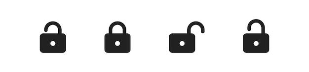 Lock simple icon set Padlock isolated iluustration concepn in vector flat style