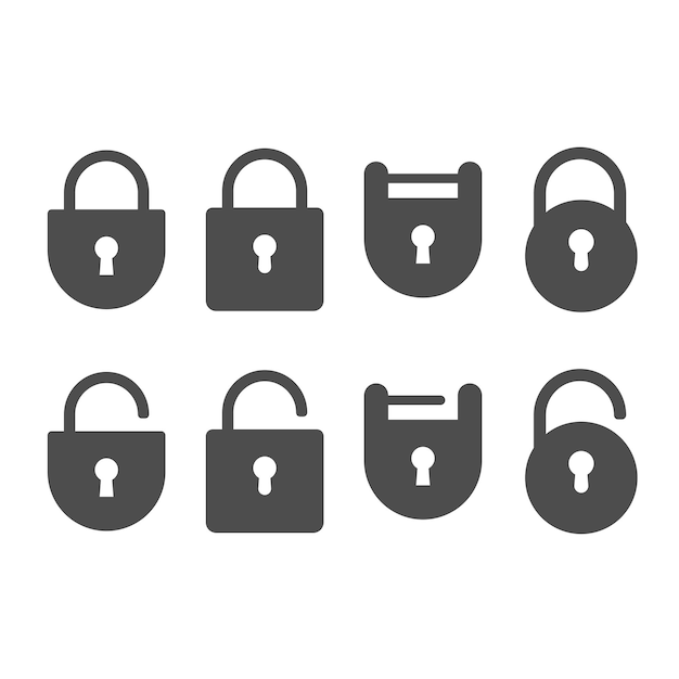 ロックとロック解除アイコン分離ベクトル イラスト デザイン ウェブサイト デザイン ロゴ アプリのセキュリティ シンボル